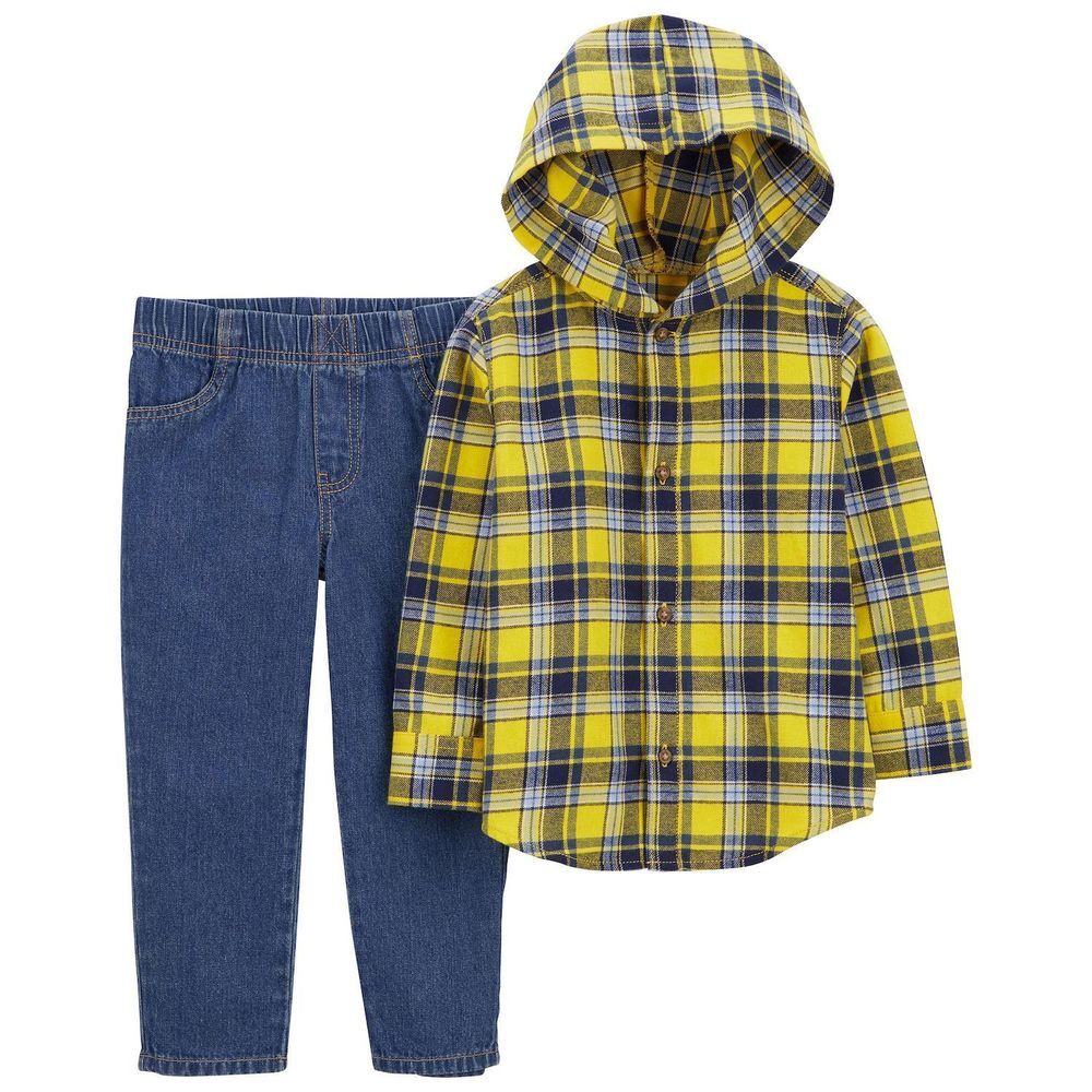 Toddler Boy Carter's Plaid Button-Front Shirt & Denim Pants Set Size 4T Plaid